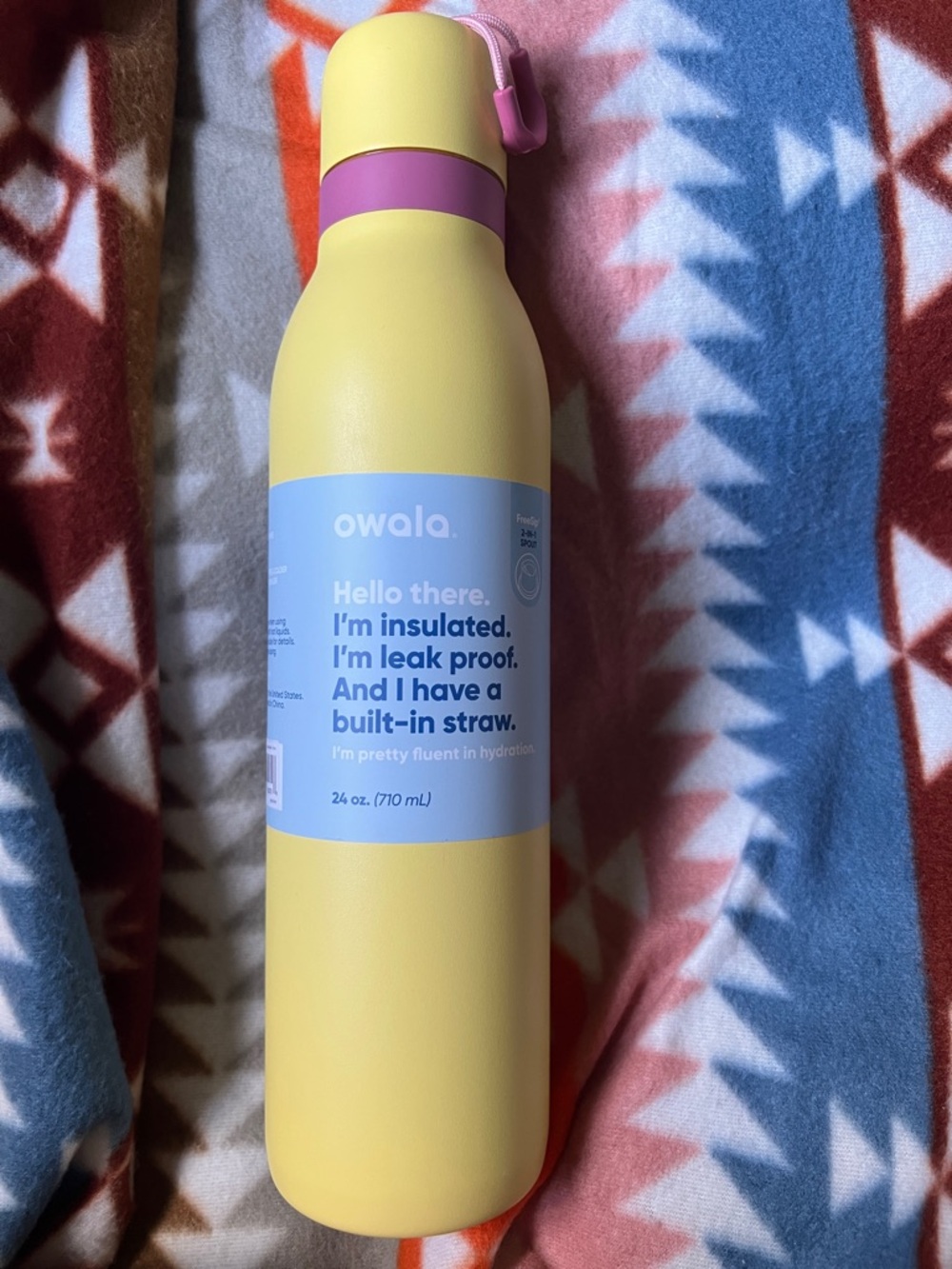 Owala ~High Noon~ Yellow Bottle with Pink Accent 24oz NEW